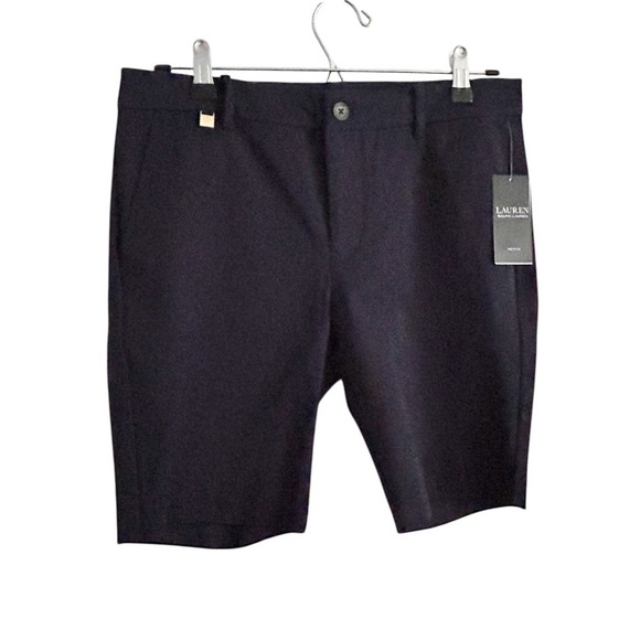 Lauren-Ralph Lauren Navy Bi-Stretch Twill Bermuda Shorts Petite Size 6 NWT - Picture 1 of 6
